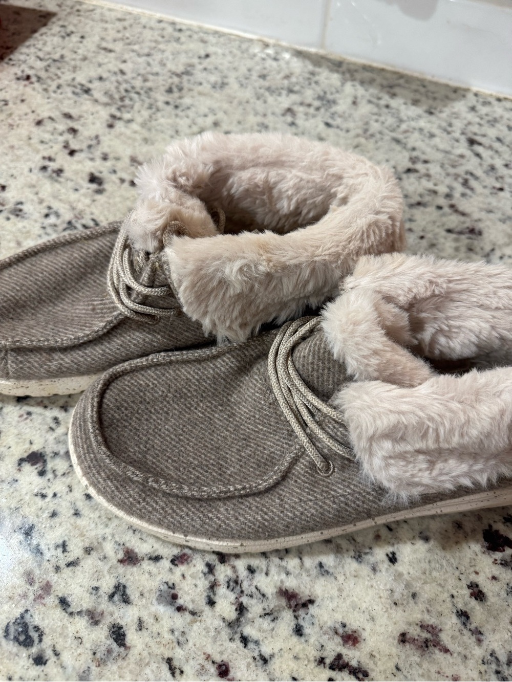 Hey Dude Cozy Faux Fur Lined Moccasin in Taupe